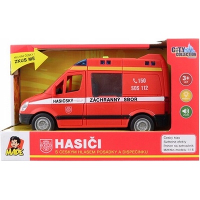 Made Hasičské auto dodávka na setrvačník se zvukem