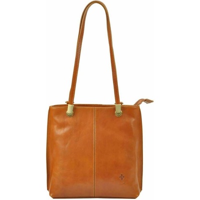 Dámsky kožený Florence 35 Camel Crossbody kabelka-Zlaté kovanie