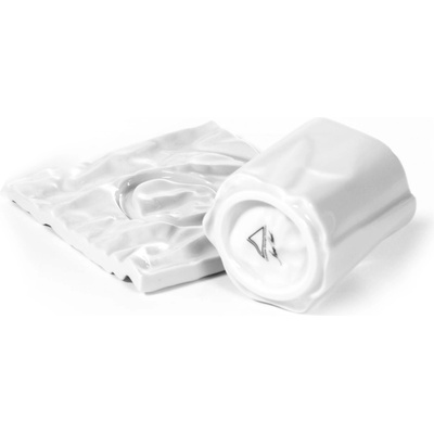 Ćmielów Design Studio Чаша за еспресо с нестандартна форма Ćmielów с чинийка бяла (890289B02CDC1)