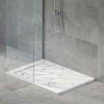 Inter Ceramic Правоъгълно композитно душ корито Inter Ceramic 140x80 см, матово бяло мраморно покритие (14080MB-3)