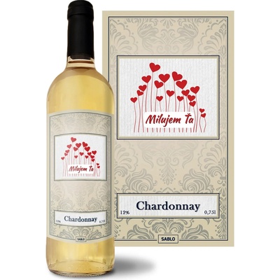 Sablio Milujem ťa 2 Chardonnay biele suché víno 12 % 0,75 l (čistá fľaša)