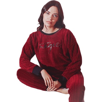 Image 1 of Дамска зимна пижама в цвят бордо и черно