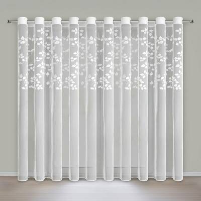 Vyšívaná záclona JUDY s dekoračnými krúžkami 350x250cm - biela