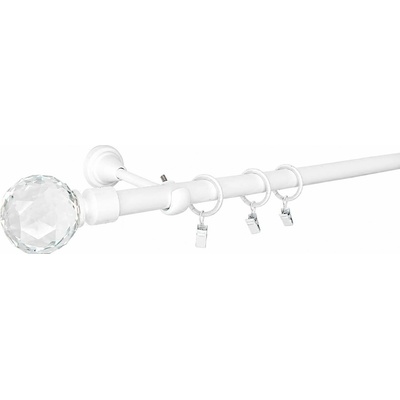 KovovégarnýžeCZ Garnýž Globe elegance 19 mm bílá lesklá Dvouřadá prodloužená, 360 cm, Kroužky s háčky