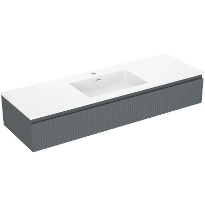 Mexen Rivel шкаф за баня 140 см с мивка Otis, 1 чекмедже, релефен, графит мат/бяла (91A20-14023-1-BF66-W18M01)