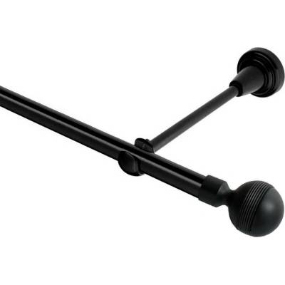 OK-GarnýžeCZ Garnýž kovová jednořadá 19mm Gabi černá 150 cm do stěny / na tunýlek - bez kroužků