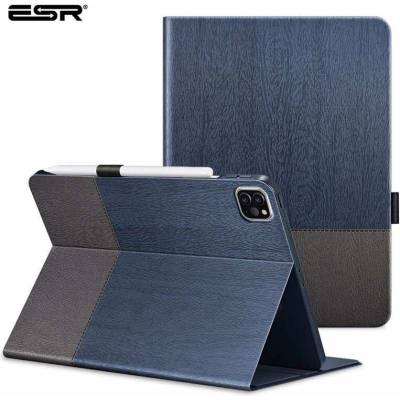 ESR Urban Premium Folio Case - текстилен калъф и поставка за iPad Pro 12.9 (2020), iPad Pro 12.9 (2018) (тъмносин)