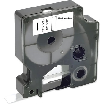Compatible Съвместима лента DYMO 45010 D1 - 12mm x 7m - Черен печат / Прозрачен фон KP36502