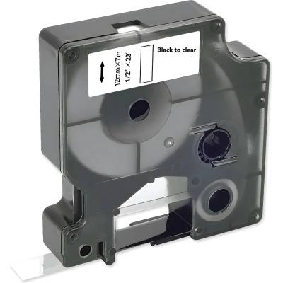 Compatible Съвместима Лента DYMO 45010 D1 - 12mm x 7m - Черен Печат / Прозрачна Основа KP36502