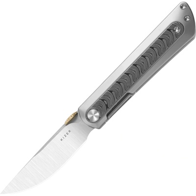 Kizer Quoll S45VN, Satin Brushed, Ti&Rainbow Damascus Ki3733A1
