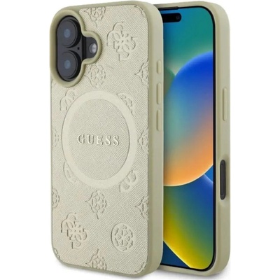 GUESS Калъф Guess Saffiano Peony Classic Logo MagSafe за iPhone 16 - златен (3666339327941)