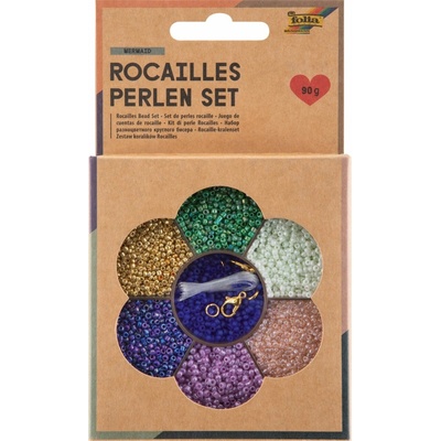 Rokajlové korálky - set - 90 g - "Mermaid"