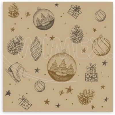 Wimex Obrúsok PAP FSC Mix 3-vrstvý Vianoce 33x33 cm - hnedý 20 ks