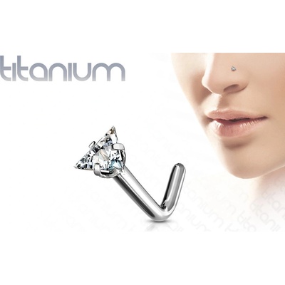 Šperky Eshop piercing do nosu z titanu trojúhelníkový broušený zirkon čiré barvy W27.13