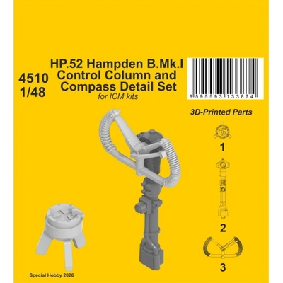 ICM CMK HP.52 Hampden B.Mk.I Control Column and Compass Detail Set/for kits 1:48