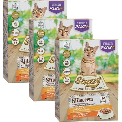 Stuzzy Cat Shreds MULTIPACK стерилизиранo накъсано пилешко и пуешко месо 3 x (12 x 85 г)