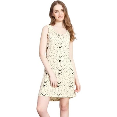 Памучна нощница в бледожълт цвят, изпъстрена с множество мечета