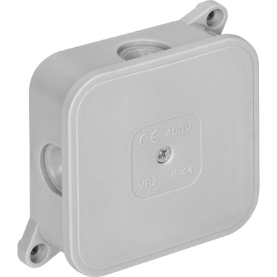Nástenná rozvodná krabica ECO IP44 400V 4 gumové vývodky 85x85x35mm šedá
