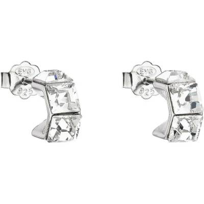 Pavona Stříbrné náušnice pecka s krystaly Swarovski bílá kostička 31253.1
