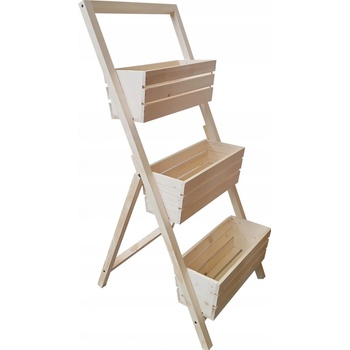 Rojaplast 2694 Dřevěný poličkový schůdkový květináč hnědý