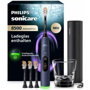 Philips Sonicare Next-Generation DiamondClean 8500 Electric Toothbrush - featuring smart pressure control and 18 settings, Dark Blue, HX8515/13