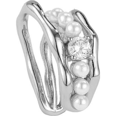 SARINES Stříbrný earcuff s perlami a zirkonem S1543