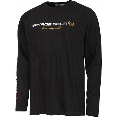 Savage Gear Tričko Signature Logo Long Sleeve T Shirt Black Caviar