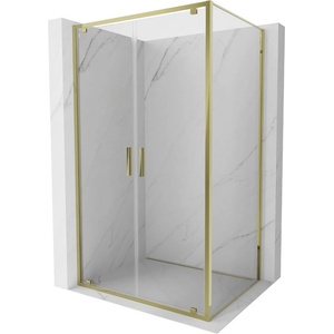 Mexen Exo разтваряща се душ кабина 120 x 70 см, прозрачна, златна - 8182-120-070-50-00 (8182-120-070-50-00)