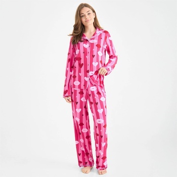 Urban Threads Пижама Urban Threads Women's Long-Sleeve Pyjama Set - Pink Hrt Lips