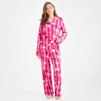Urban Threads Пижама Urban Threads Women's Long-Sleeve Pyjama Set - Pink Hrt Lips