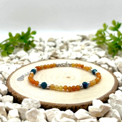 Certom stříbrný náramek Aventurín oranžový Apatit 0094