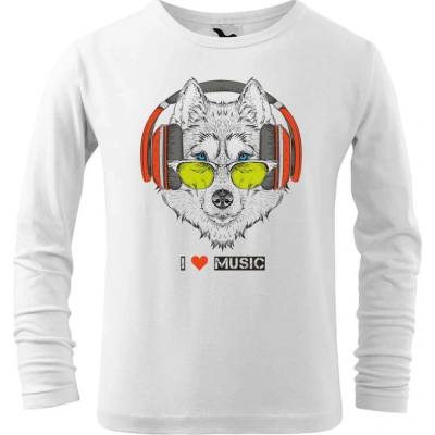 DOBRÝ TRIKO Dětské bavlněné triko I love music Bílá