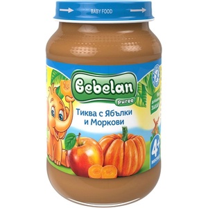 Bebelan Плодово пюре Bebelan Puree - Тиква, ябълки и моркови, 190 g (2097) - ozone