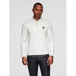 Ombre Clothing Поло риза с дълъг ръкав и елегантни маркови бутони - кремава V2 OM-POLS-0139 Ombre Clothing Ombre Clothing | Byal Bezhov | МЪЖЕ | S