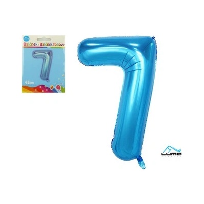 Balónek foliový č. 7 MODRÝ 43cm LUMA