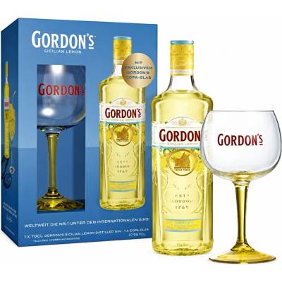 Gordon's Sicilian Lemon 37,5% 0,7 l (dárkové balení 1 sklenice)