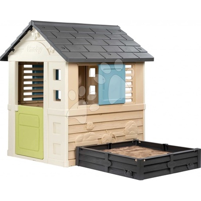 Smoby Domček s pieskoviskom a záhradkou 2v1 Square Playhouse Life 3 okná s 2 žalúziami a okenicami