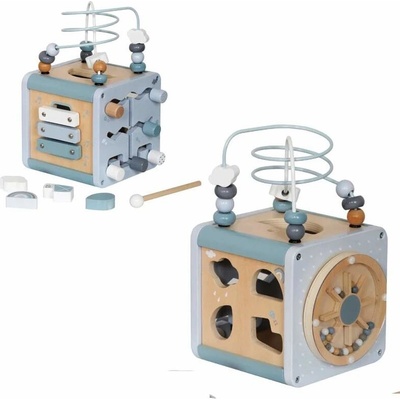 JOKO Multifunkčná kocka Montessori s vkladačkou a xylofónom modrá