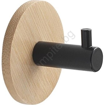 Gedy - Самозалепваща се закачалка за кърпи HIMALAYA черен/бамбук (SH0186)