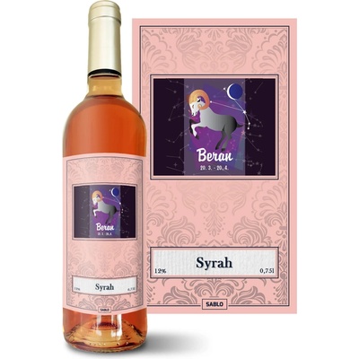 Sablio Baran Syrah ružové suché víno 12 % 0,75 l (čistá fľaša)