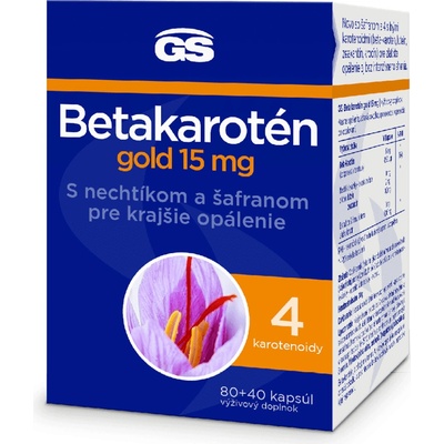 GS Betakarotén Gold 15 mg s nechtíkom a šafranom 80 + 40 120 kapsúl