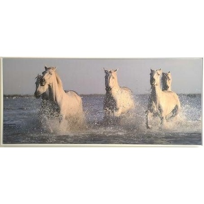 Bondecor Obraz na plátně v rámu "Koně běžící v moři" 134x59cm
