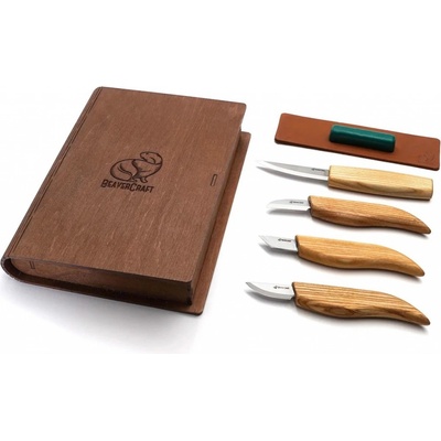 BeaverCraft řezbářská sada Basic Knives Set of 4 Knives in Book Case – Zboží Dáma