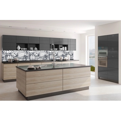 DIMEX ART Фототапет за кухня - черно-бяла риба 350 x 60 см