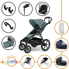 Thule Set 11v1 Urban Glide 4-wheel Mid blue 2024 + madlo + korbička Mid blue + JOMK příslušenství + autosedačka Cybex s ISOFIX základnou a adaptéry Thule