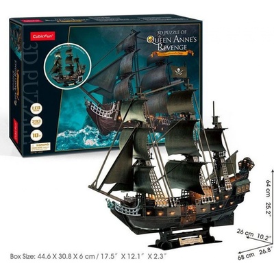 CubicFun 3D puzzle Plachetnice Queen Anne's Revenge Svítící 293 ks – Zboží Dáma