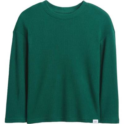 GAP V-LS Cozy Waffle Crew zelená