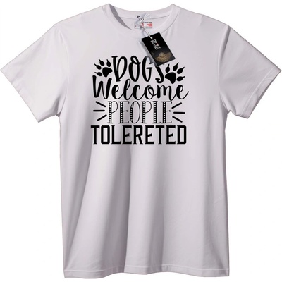 NOONEBRAND Тениска Кучета Добре Дошли, Хора Търпени - S, White