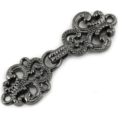 Ozdobné filigránové zapínání / cincher knoflík Varianta: 2 nikl černý, Balení: 1 pár 43973/88484/201113