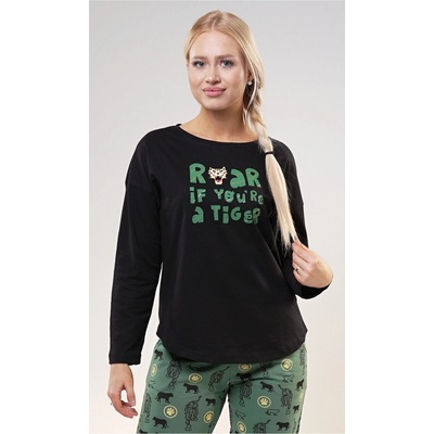 Vienetta Secret dámské pyžamo dlhé Tiger černá